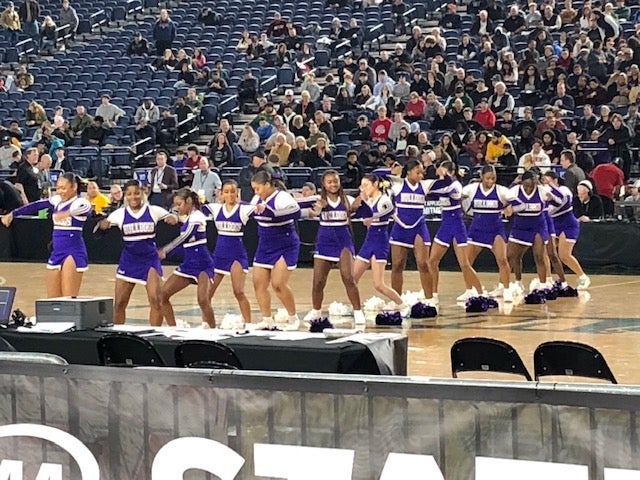 GHS Cheer at State BB Game.